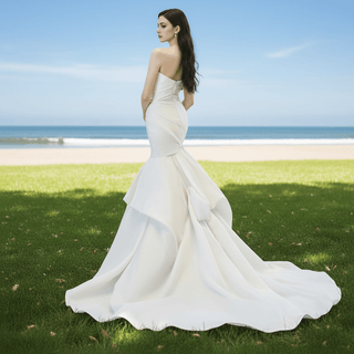 Strapless Trumpet Mermaid Wedding Dress Bridal Gown for Bride - Rosymae