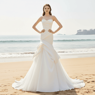 Strapless Trumpet Mermaid Wedding Dress Bridal Gown for Bride - Rosymae