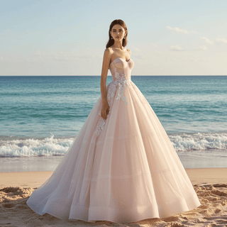 Strapless Tulle A-line Wedding Dress with Sweetheart Neckline - Rosymae