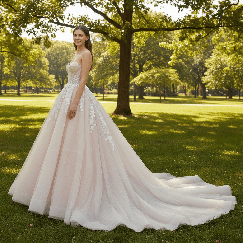 Strapless Tulle A-line Wedding Dress with Sweetheart Neckline - Rosymae