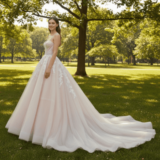 Strapless Tulle A-line Wedding Dress with Sweetheart Neckline - Rosymae