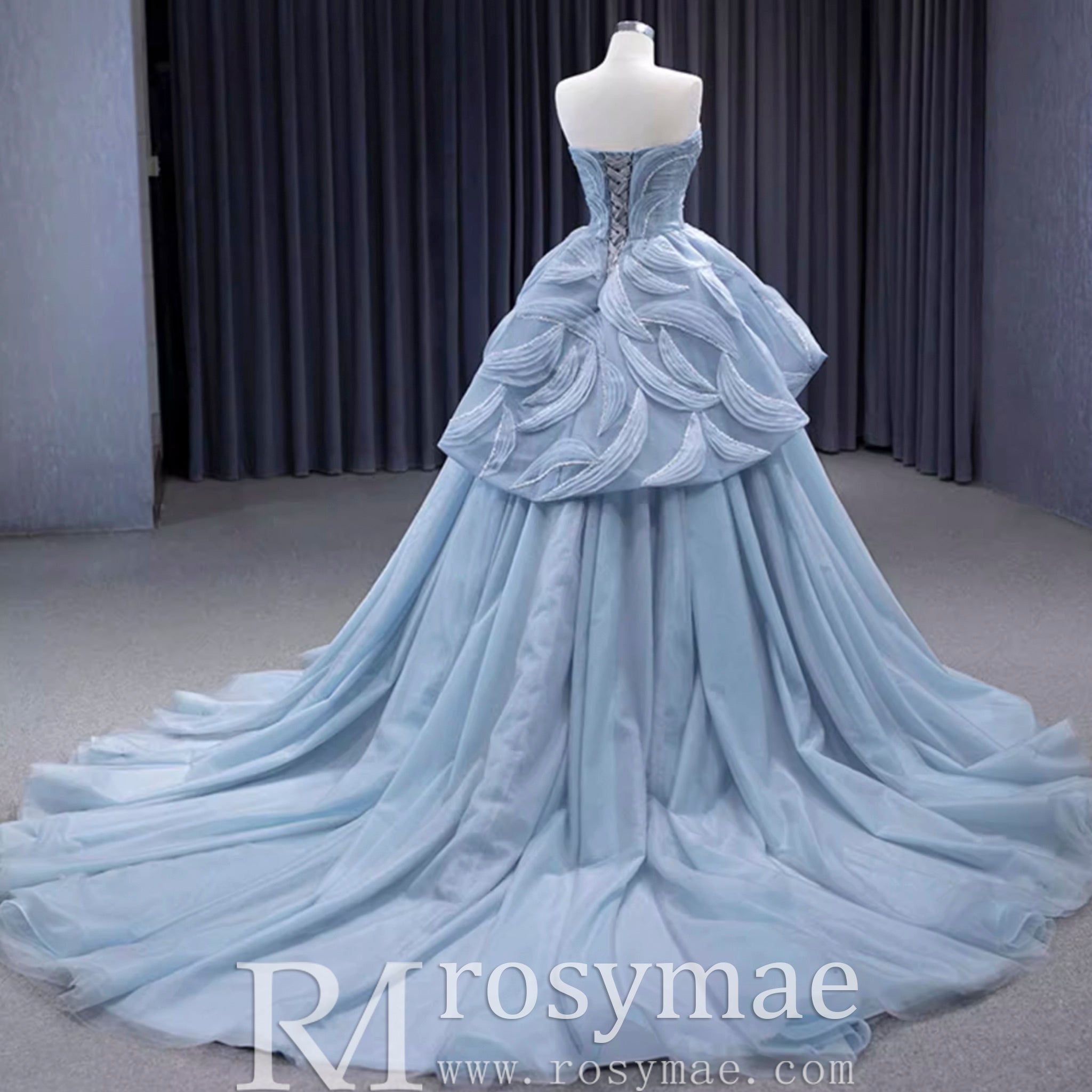 Strapless Tulle Ball Gown Formal Gown Prom Dress with Sweetheart - Rosymae