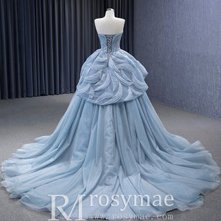 Strapless Tulle Ball Gown Formal Gown Prom Dress with Sweetheart - Rosymae