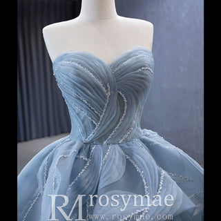 Strapless Tulle Ball Gown Formal Gown Prom Dress with Sweetheart - Rosymae