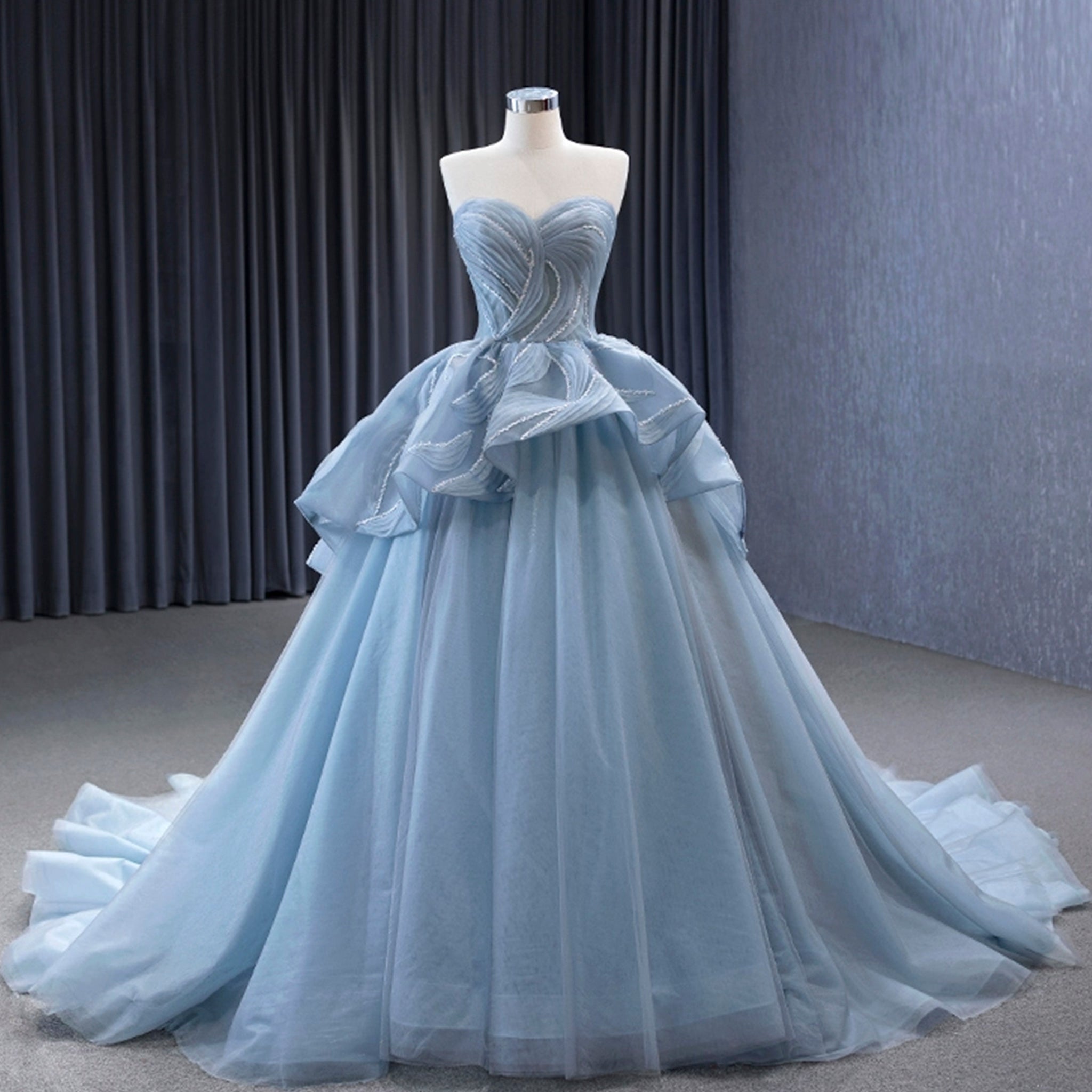 Strapless Tulle Ball Gown Formal Gown Prom Dress with Sweetheart - Rosymae