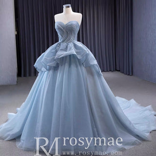 Strapless Tulle Ball Gown Formal Gown Prom Dress with Sweetheart - Rosymae