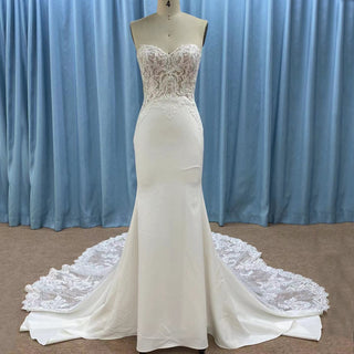 Strapless Mermaid Wedding Dress with Long and Sheer Fishtail