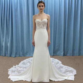 Strapless Mermaid Wedding Dress with Long and Sheer Fishtail