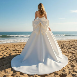 Strapless Vneck High Low Wedding Dress with Detachable Train - Rosymae