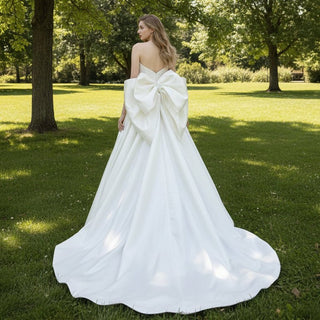 Strapless Vneck High Low Wedding Dress with Detachable Train - Rosymae