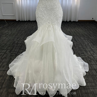 Stunning Mermaid Lace Backless Spaghetti Straps Wedding Dress - Rosymae
