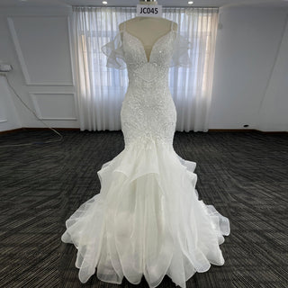 Stunning Mermaid Lace Backless Spaghetti Straps Wedding Dress - Rosymae