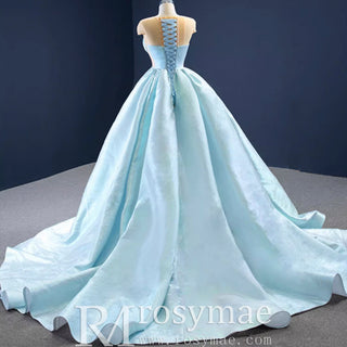 Stunning Satin See-through Prom Dress Cap Sleeve Pleats Prom Gown - Rosymae