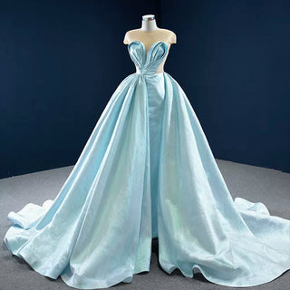 Stunning Satin See-through Prom Dress Cap Sleeve Pleats Prom Gown - Rosymae