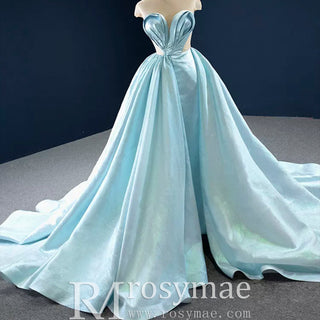 Stunning Satin See-through Prom Dress Cap Sleeve Pleats Prom Gown - Rosymae