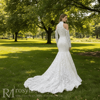 Stylish Off The Shoulder O-Neck Wedding Dresses For Brides - Rosymae
