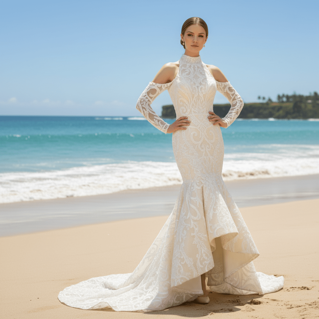 Stylish Off The Shoulder O-Neck Wedding Dresses For Brides - Rosymae