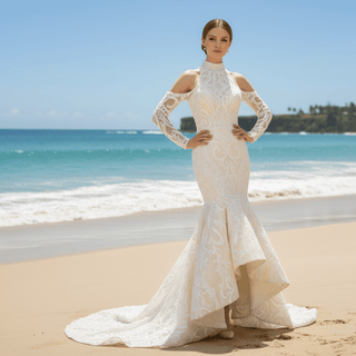 Stylish Off The Shoulder O-Neck Wedding Dresses For Brides - Rosymae