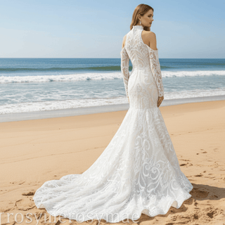Stylish Off The Shoulder O-Neck Wedding Dresses For Brides - Rosymae