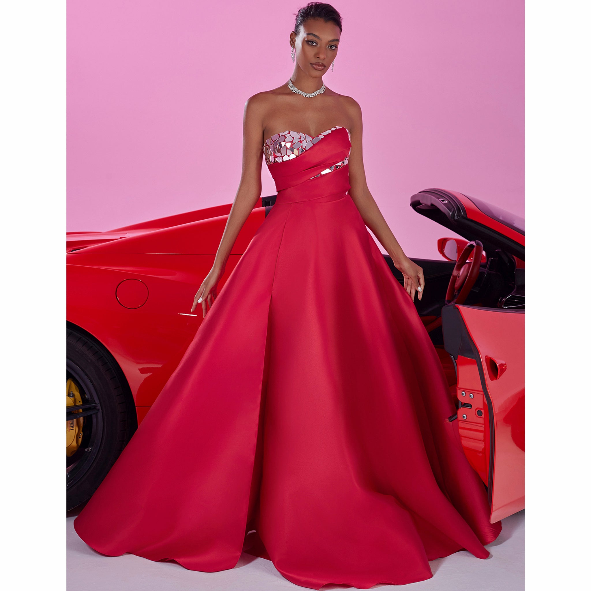 Stunning A-line Strapless Sweetheart Long Prom Dress with Leg Slit Rosymae Stunning A-line Strapless Sweetheart Long Prom Dress with Leg Slit Rosymae