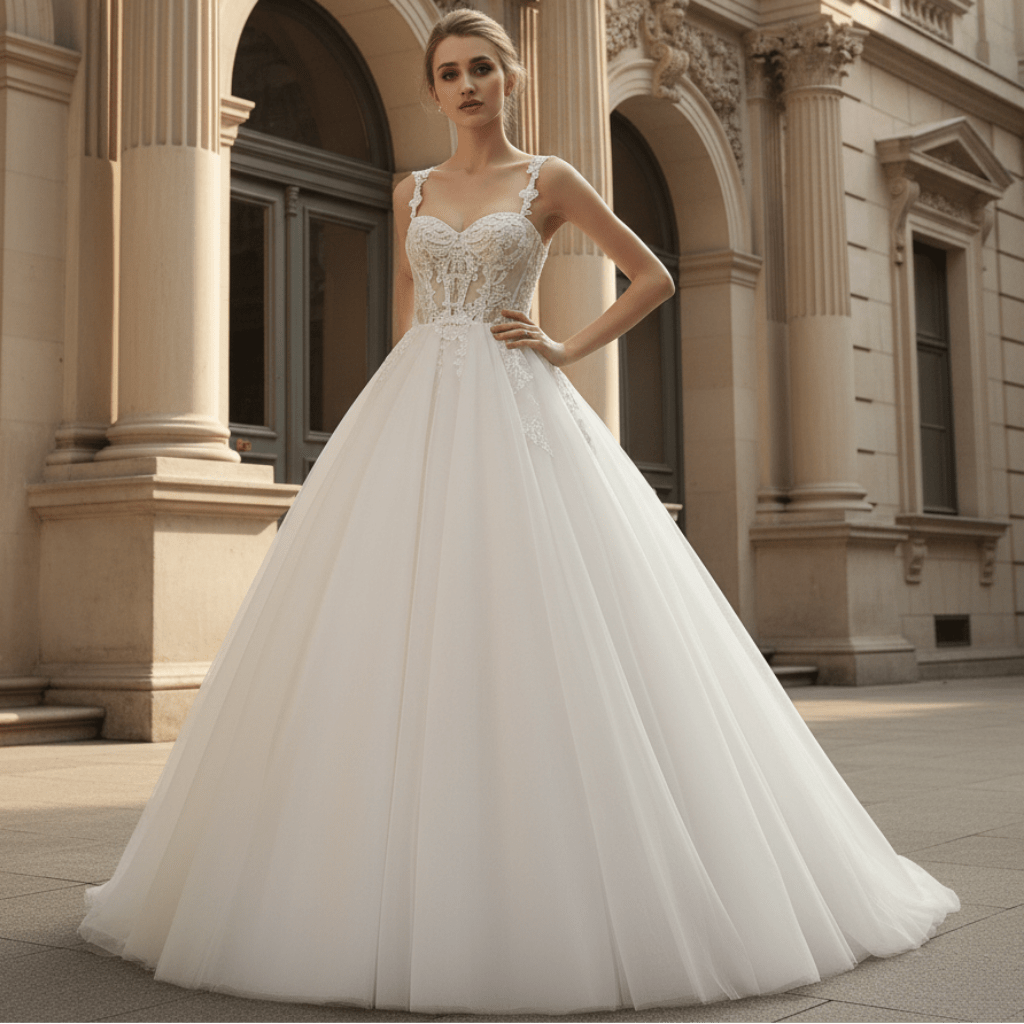 Sweetheart BallGown Beach Wedding Dress with Spaghetti Straps - Rosymae