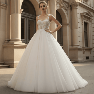 Sweetheart BallGown Beach Wedding Dress with Spaghetti Straps - Rosymae