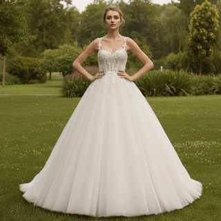 Sweetheart BallGown Beach Wedding Dress with Spaghetti Straps - Rosymae