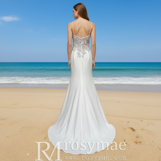 Elegant Women Colorful Mermaid Wedding Dress with Spaghetti Strap