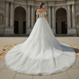 Sweetheart Lace Mermaid Wedding Gown with Detachable Tulle Overskirt - Rosymae