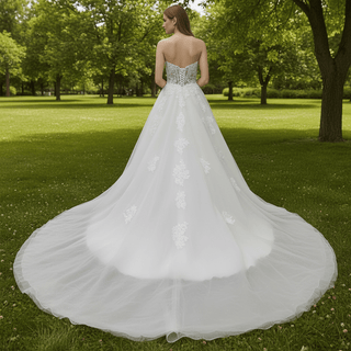 Sweetheart Lace Mermaid Wedding Gown with Detachable Tulle Overskirt - Rosymae