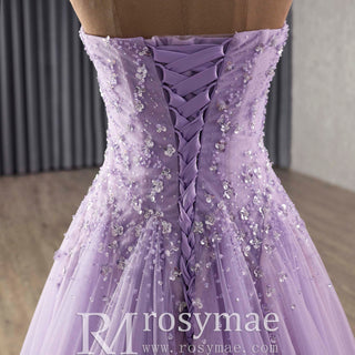 Strapless Long Lilac Formal Dress A-line Prom Gowns with Sweetheart