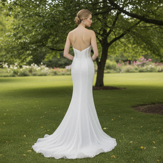 Elegant Strapless Sweetheart Beads Peals Mermaid Wedding Dresses