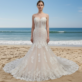 Luxury Sweetheart Neck Lace Trumpet Sparkly Wedding Dresses