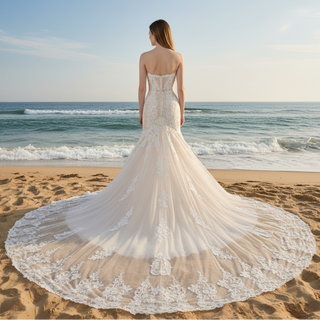 Luxury Sweetheart Neck Lace Trumpet Sparkly Wedding Dresses