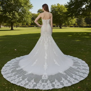 Luxury Sweetheart Neck Lace Trumpet Sparkly Wedding Dresses