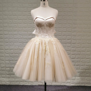 Sweetheart Midi Knee Length Ball Gown Wedding Dress with Bowknot - Rosymae