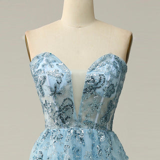 Sweetheart Neck Mid Calf Beach Cocktail with Sheer Bodice - Rosymae