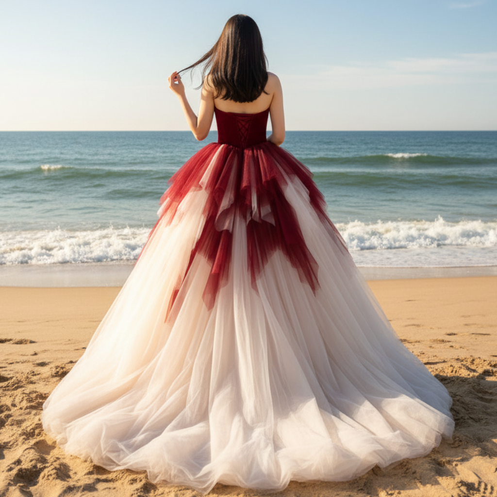 Strapless Ball Gown Red and White Wedding Dress with Sweetheart Other Color / 22W Strapless Ball Gown Red and White Wedding Dress with Sweetheart Other Color / 22W
