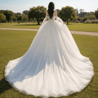 Sweetheart Neck Outdoor Wedding Dress with Floral Lace - Rosymae