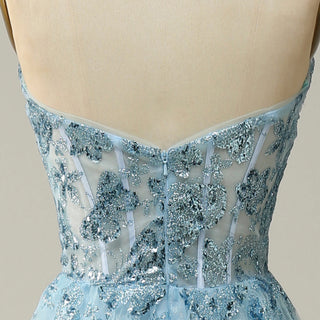 Sweetheart Neck Mid Calf Beach Cocktail with Sheer Bodice