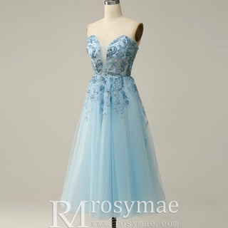 Sweetheart Neck Mid Calf Beach Cocktail with Sheer Bodice