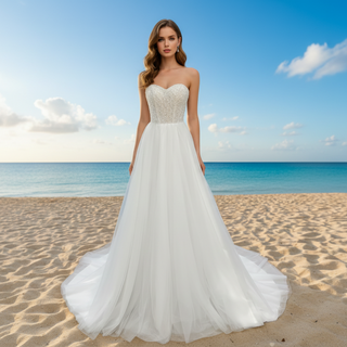 Romantic Glitter Tulle A Line Wedding Dress with Sweetheart Neckline