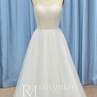 Strapless A-line Tulle Wedding Dress with Sweetheart Neck