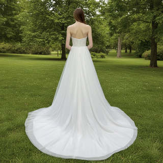 Romantic Glitter Tulle A Line Wedding Dress with Sweetheart Neckline