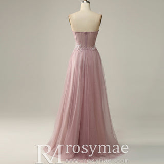 Classic Strapless Sweetheart Prom Dress with 3D Flowers