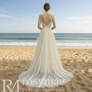 Sweetheart Neckline A-line Tulle and Lace Wedding Dress - Rosymae