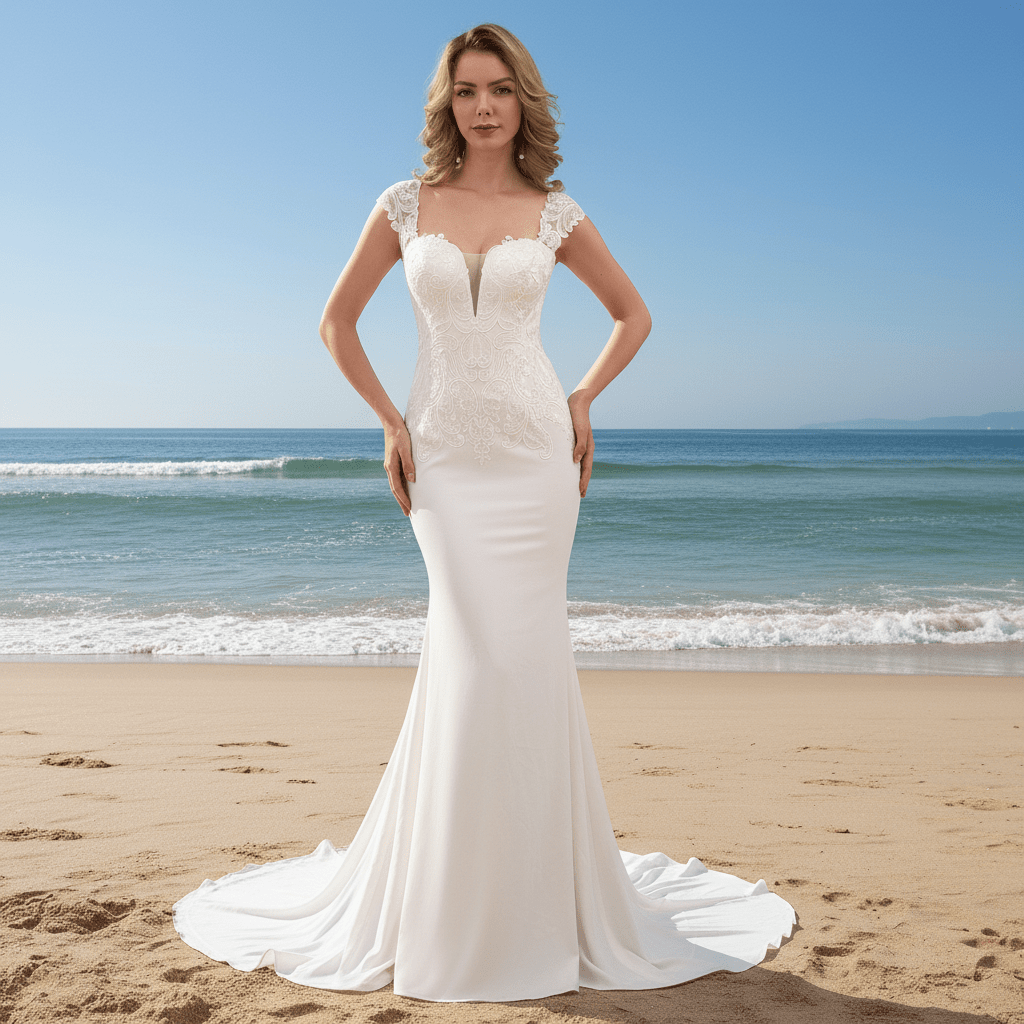 Sweetheart Neckline Bridal Gowns Wedding Dress Cap Sleeve - Rosymae