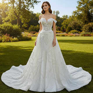 Strapless Sparkly Sweetheart Wedding Dress with Detachable Skirt