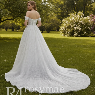 Strapless Sparkly Sweetheart Wedding Dress with Detachable Skirt