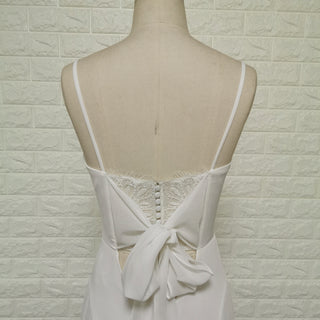 Plunging Vneck Fit and Flare Wedding Dress with Spaghetti Straps